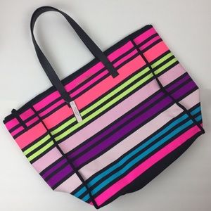 VS Multicolored Striped Zipper Tote